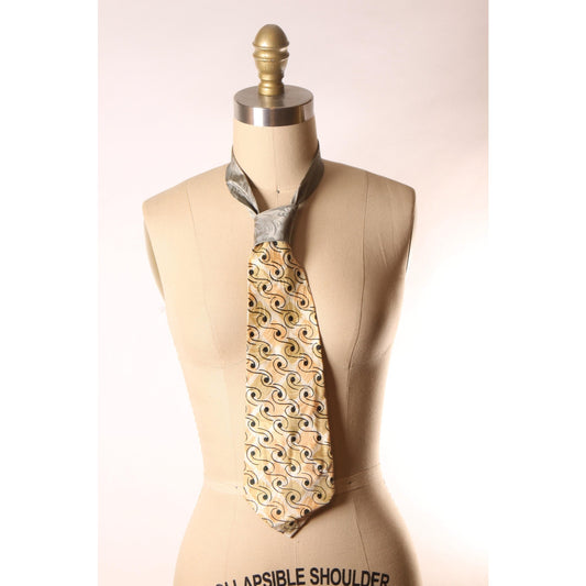 1950s Gray, Yellow and White Swirl Abstract Pattern Necktie Tie by Turner's