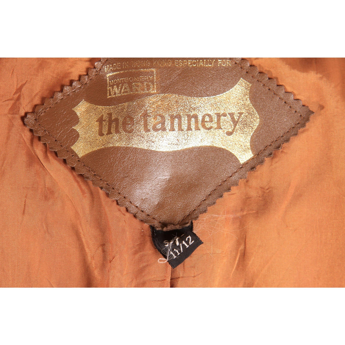 1970s Tan Brown Long Sleeve Belted Pocketed Leather Trench Coat by Montgomery Ward -M