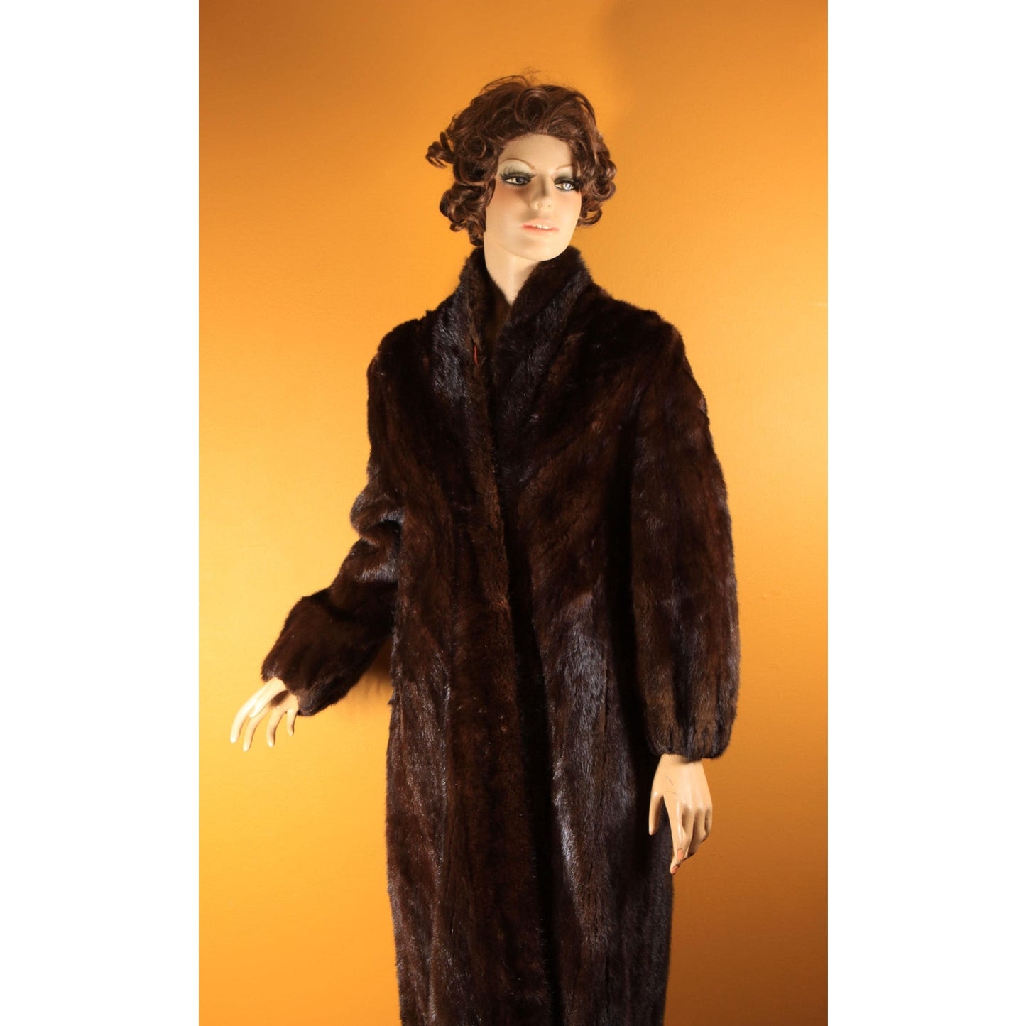 1940s Dark Brown Mink Long Sleeve Fur Coat by Marshall Fields