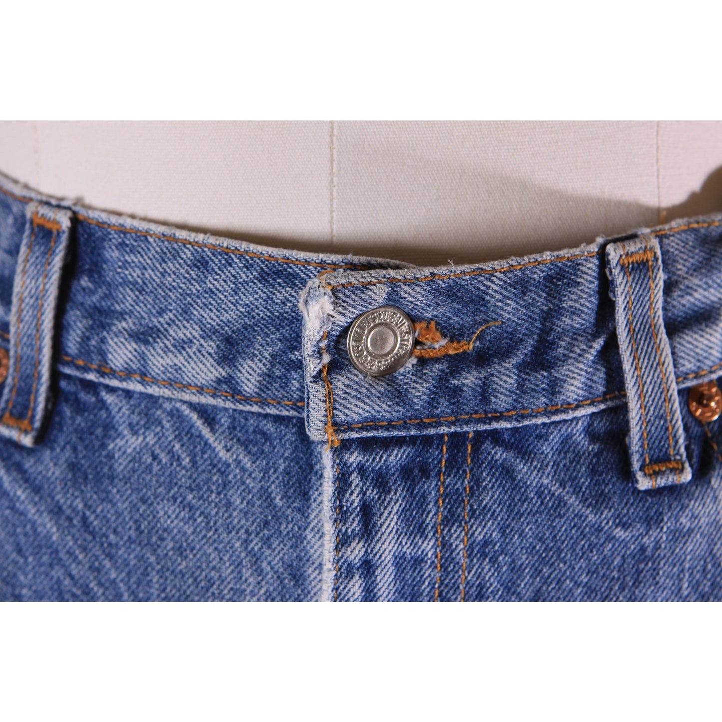 1990s Blue Denim Blank Red Tab 517 Boot Cut Mens Jeans by Levi's- 38x30
