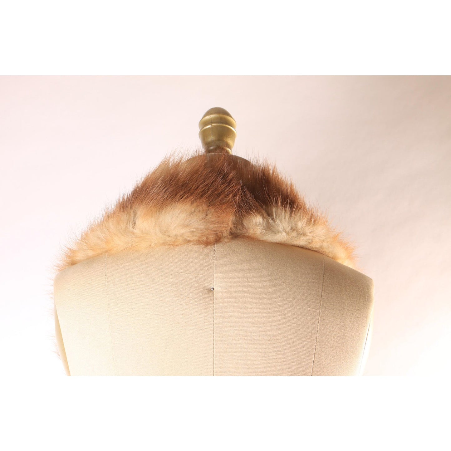 1940s 1950s Brown Interlaced Double Pelt Marten Fur Velvet Lined Collar