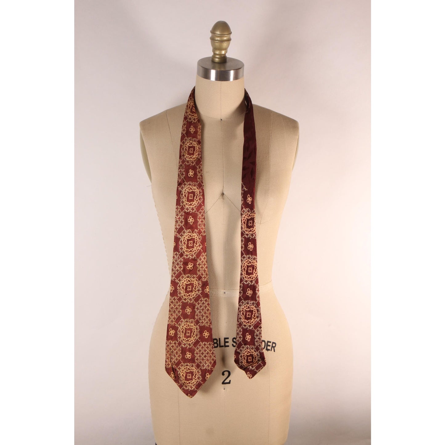 1950s Brown and Tan Geometric Abstract Necktie Tie by Gus S. May