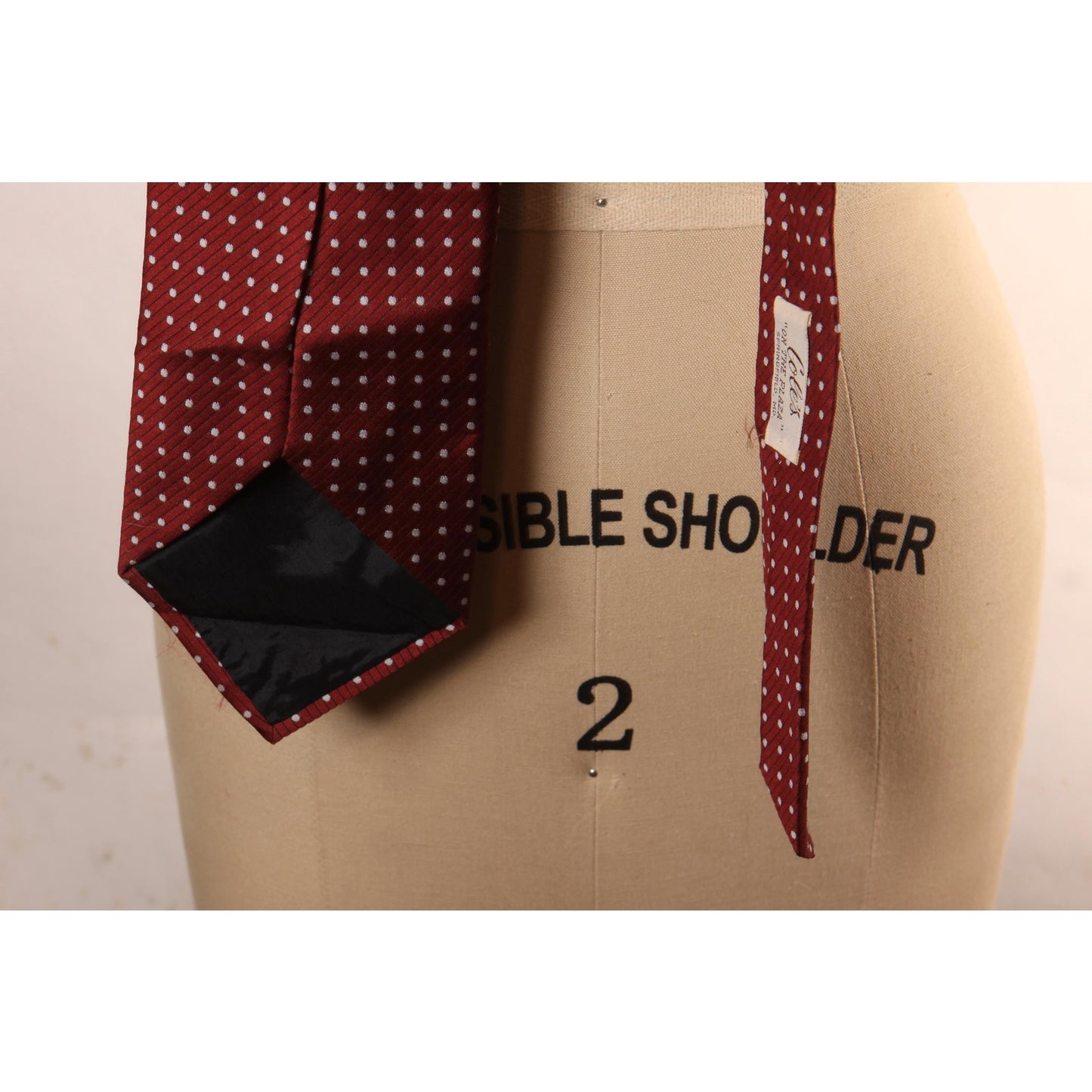 1970s Dark Red Burgundy Polka Dot Necktie Tie by Regal