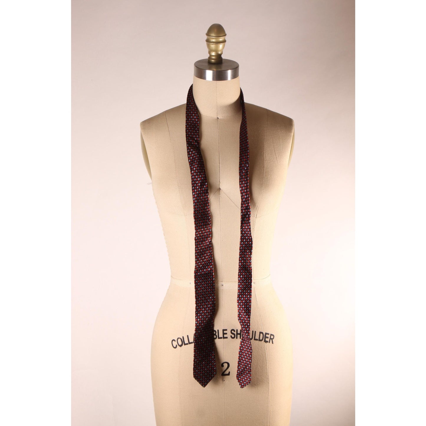 1970s Red, Gray and Black Geometric Necktie Tie