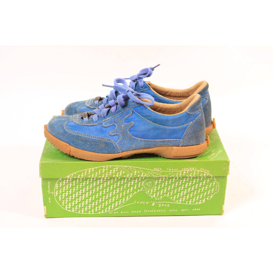 1970s Blue Suede Leather Tennis Shoes Sneakers by Wingnut Famolare-Size 7