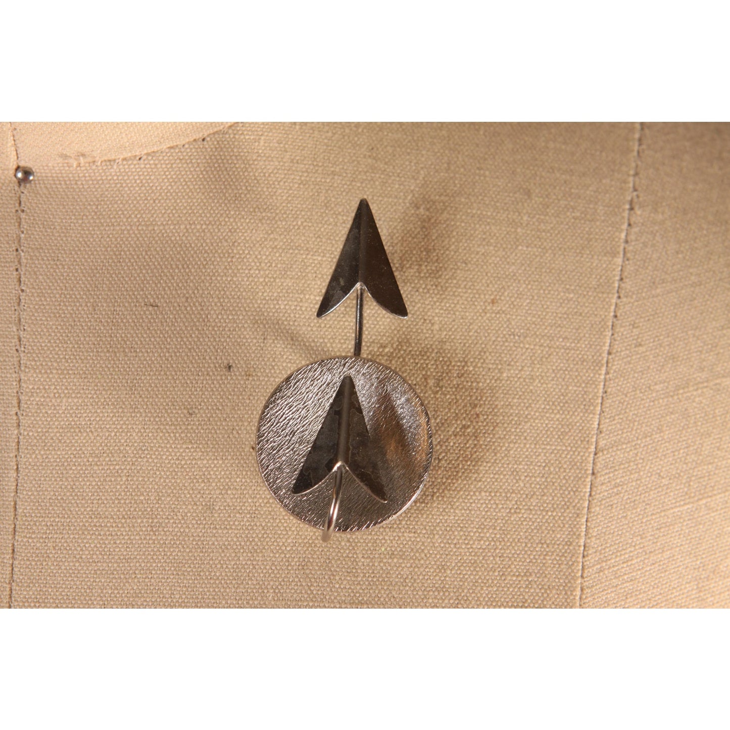 1950s Silver Tone Metal Atomic Arrow Novelty Brooch