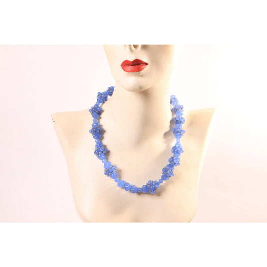 Vintage Purple Blue Periwinkle Heavy Glass Beaded Necklace
