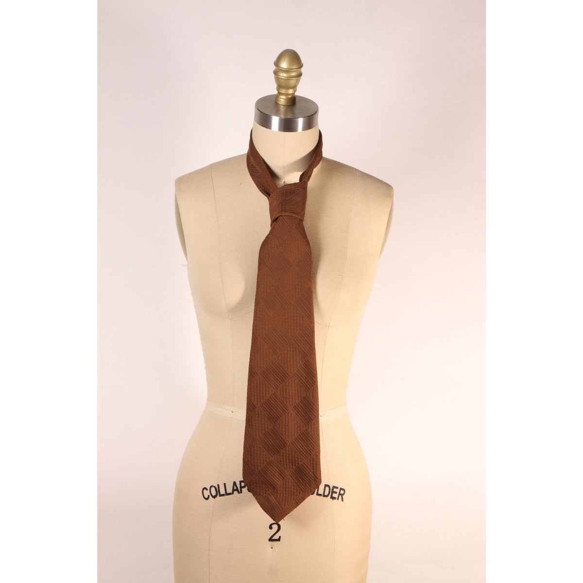 1970s Brown Checkerboard Patterned Wide Necktie Tie by Freeman’s
