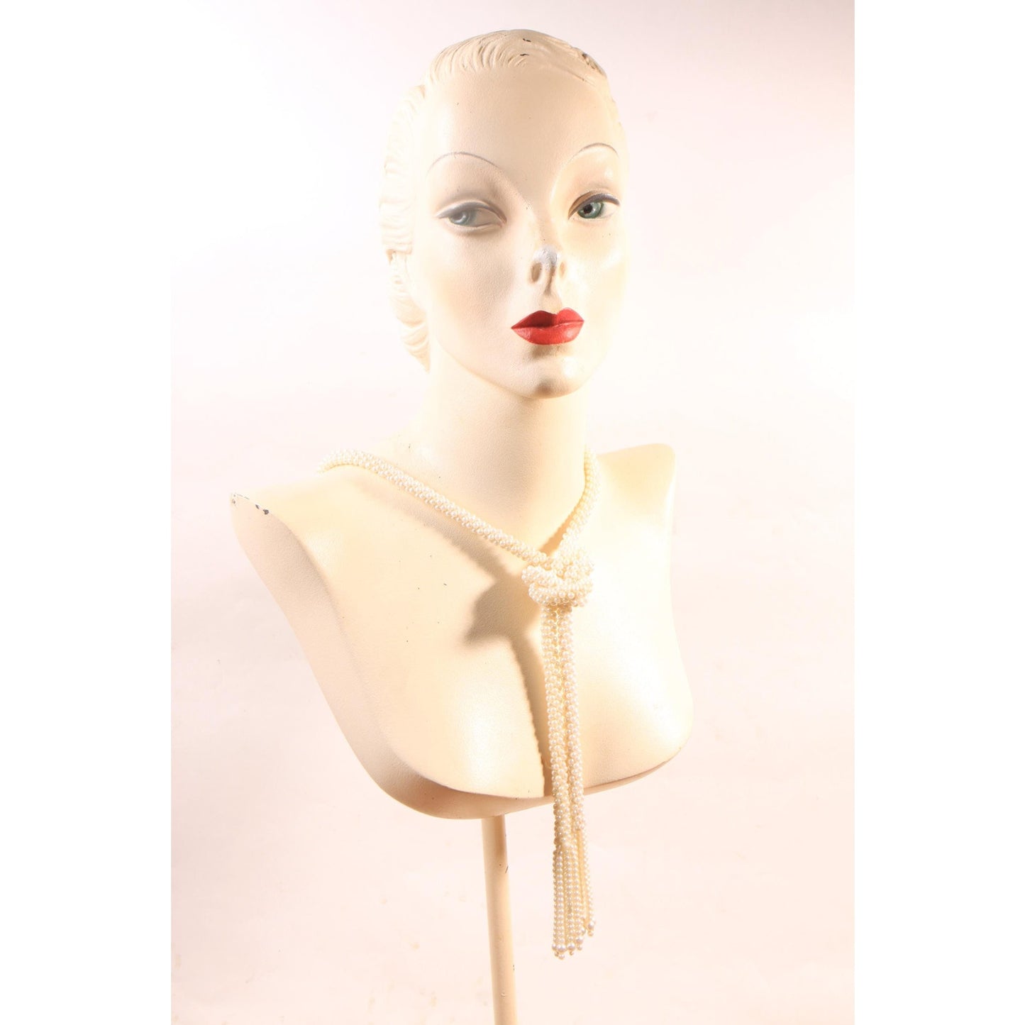 1980s Does 1920s Faux Pearl Beaded Flapper Style Necklace