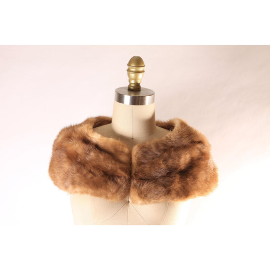 1950s Brown Mink Fur Shoulder Shawl Wrap Fur Collar