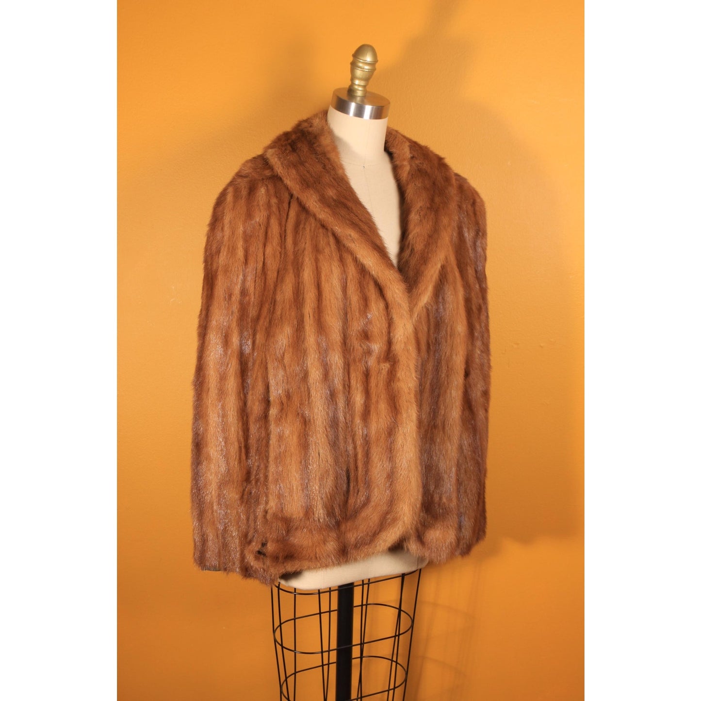 1940s Brown Mink Fur Coat Cape