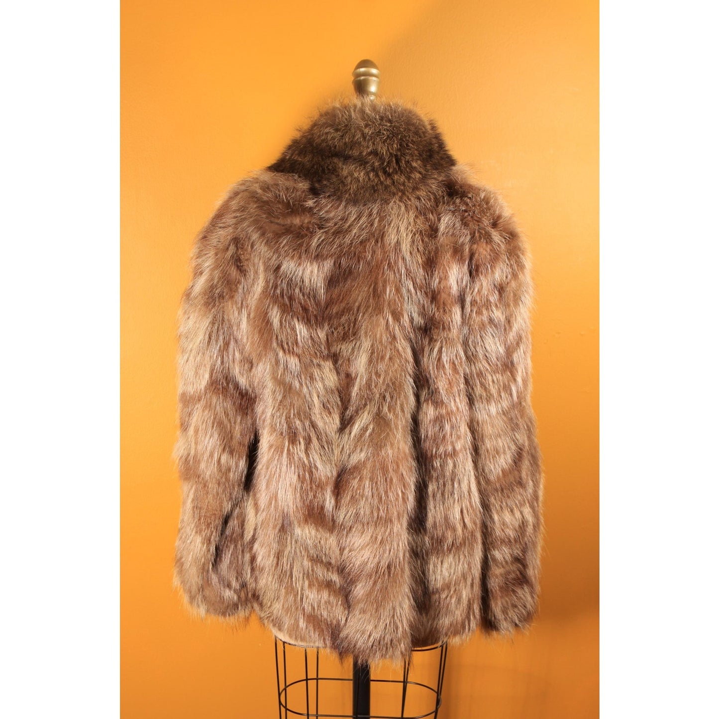 1950s Brown and Gray Long Sleeve Raccoon Fur Coat by Polar Crown Furs by McDaniel's -L