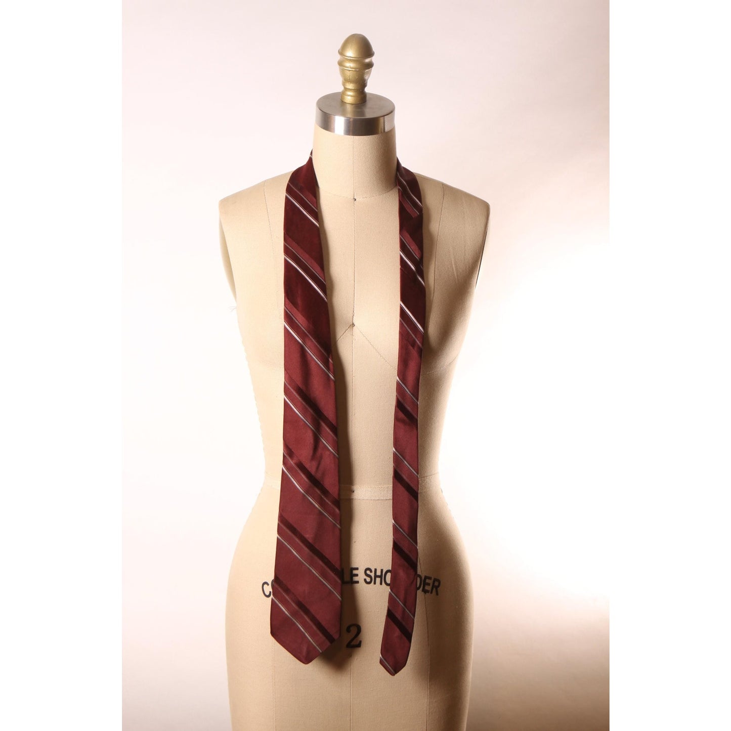 1950s Dark Red and White Striped Necktie Tie