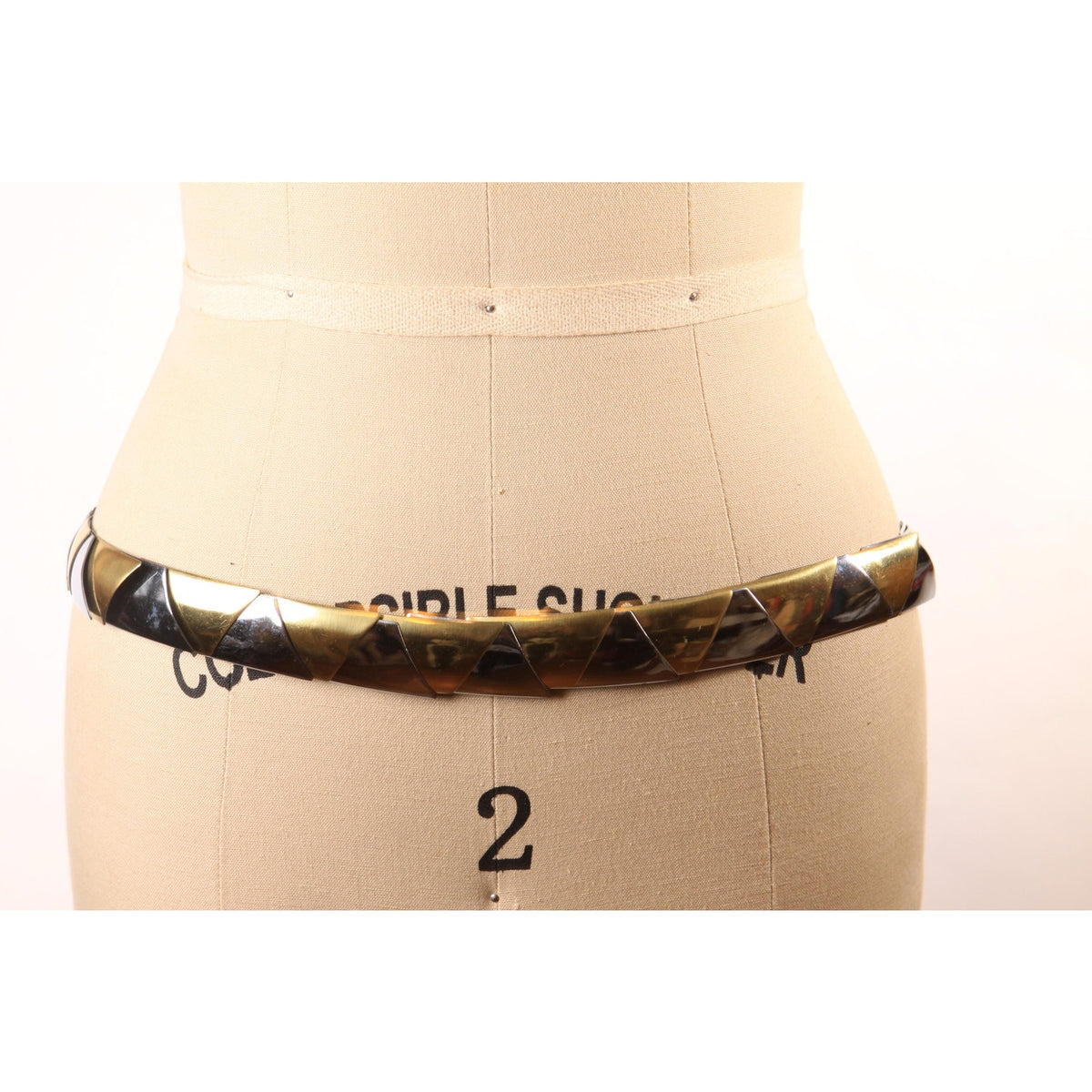1980s Silver and Gold Tone Metal Triangle Stretch Belt