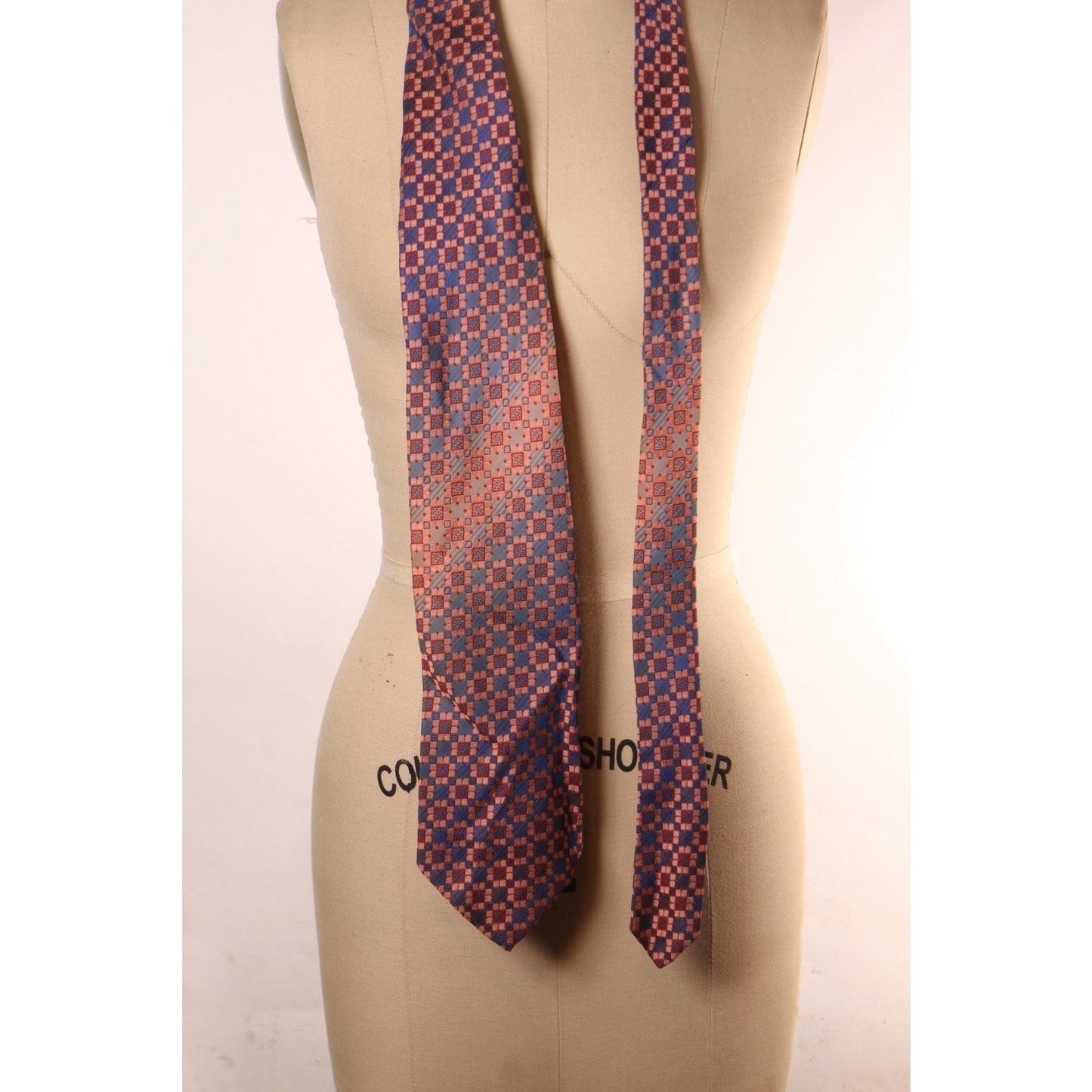 1970s Blue and Pink Pattern Ombre Fade Polyester Wide Necktie Tie by Towncraft by JCPenney
