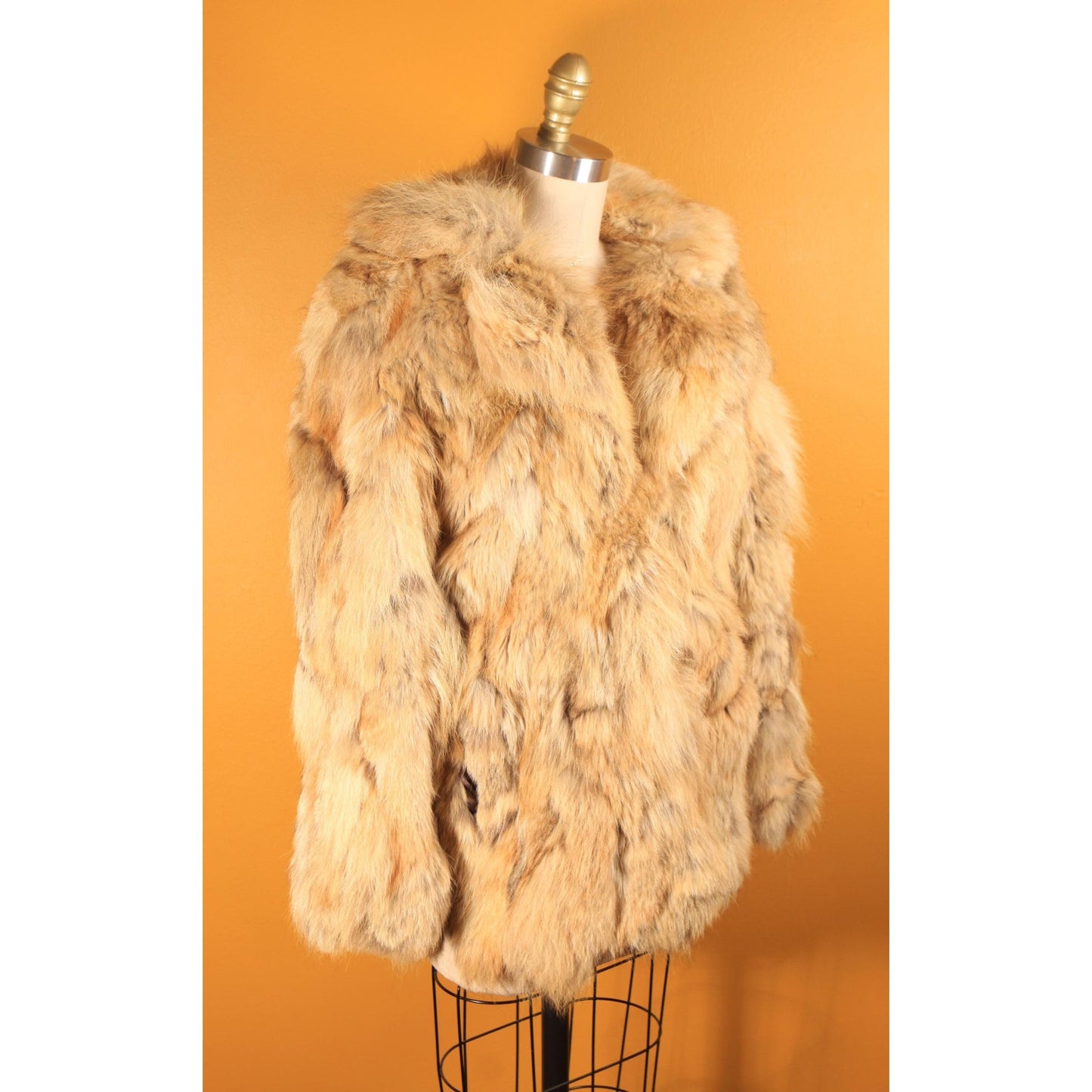 1970s Brown and Tan Patchwork Coyote Fur Coat by Furrocious -M
