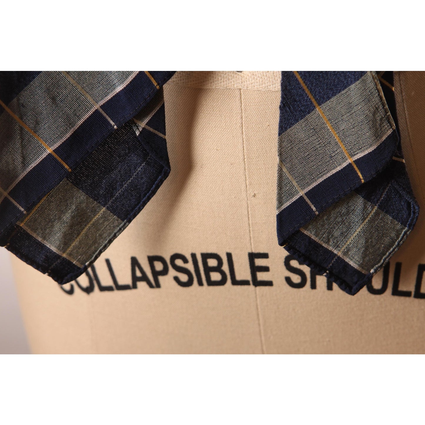 1950s Blue, White and Yellow Plaid Necktie Tie