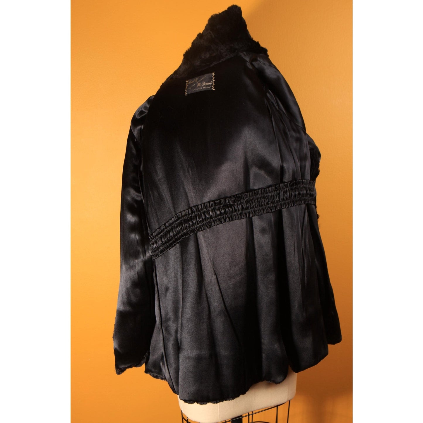 1940s Sheared Black Beaver Fur Cape by McDaniel's -M-L