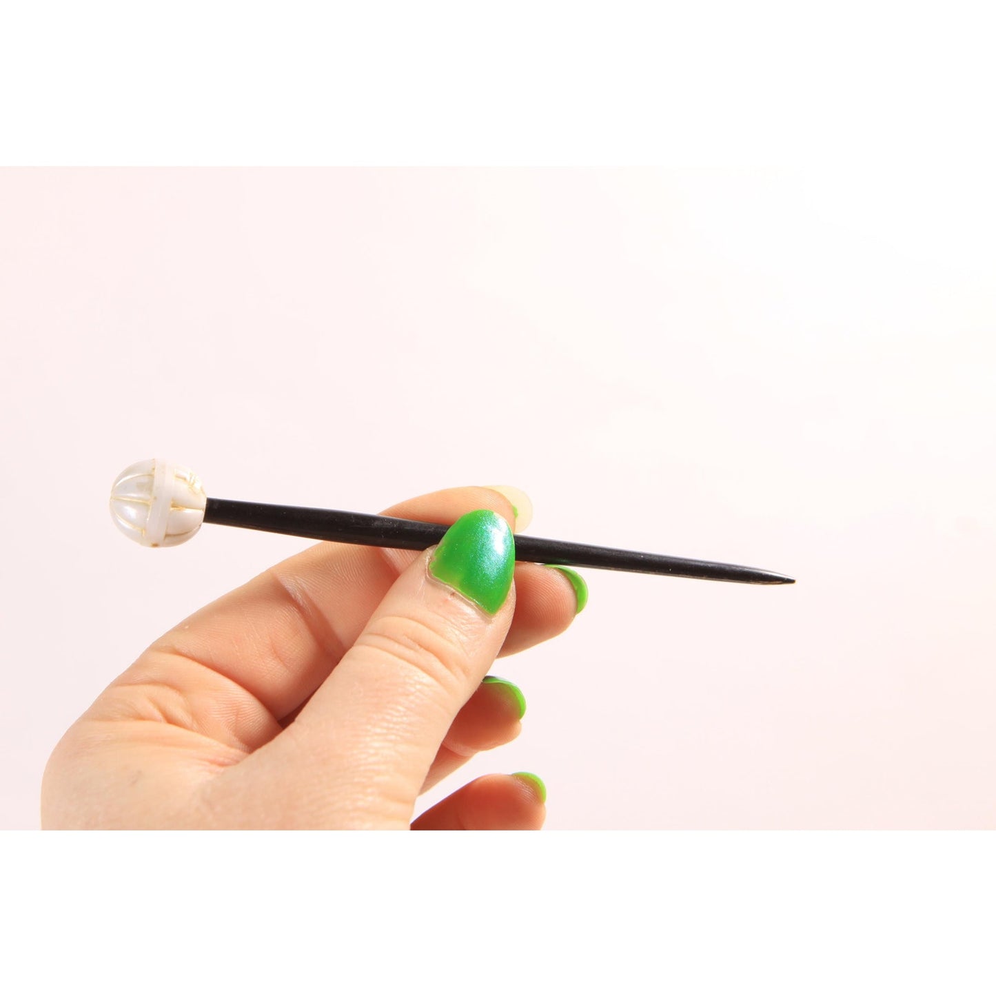 1940s 1950s Black and White Plastic Stick Hair Pin