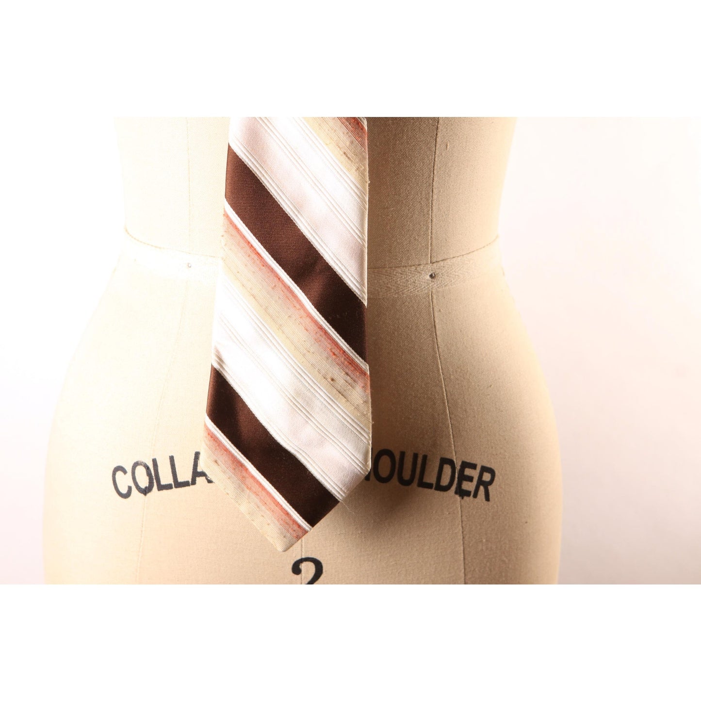 1970s Brown, Tan and Cream Striped Necktie