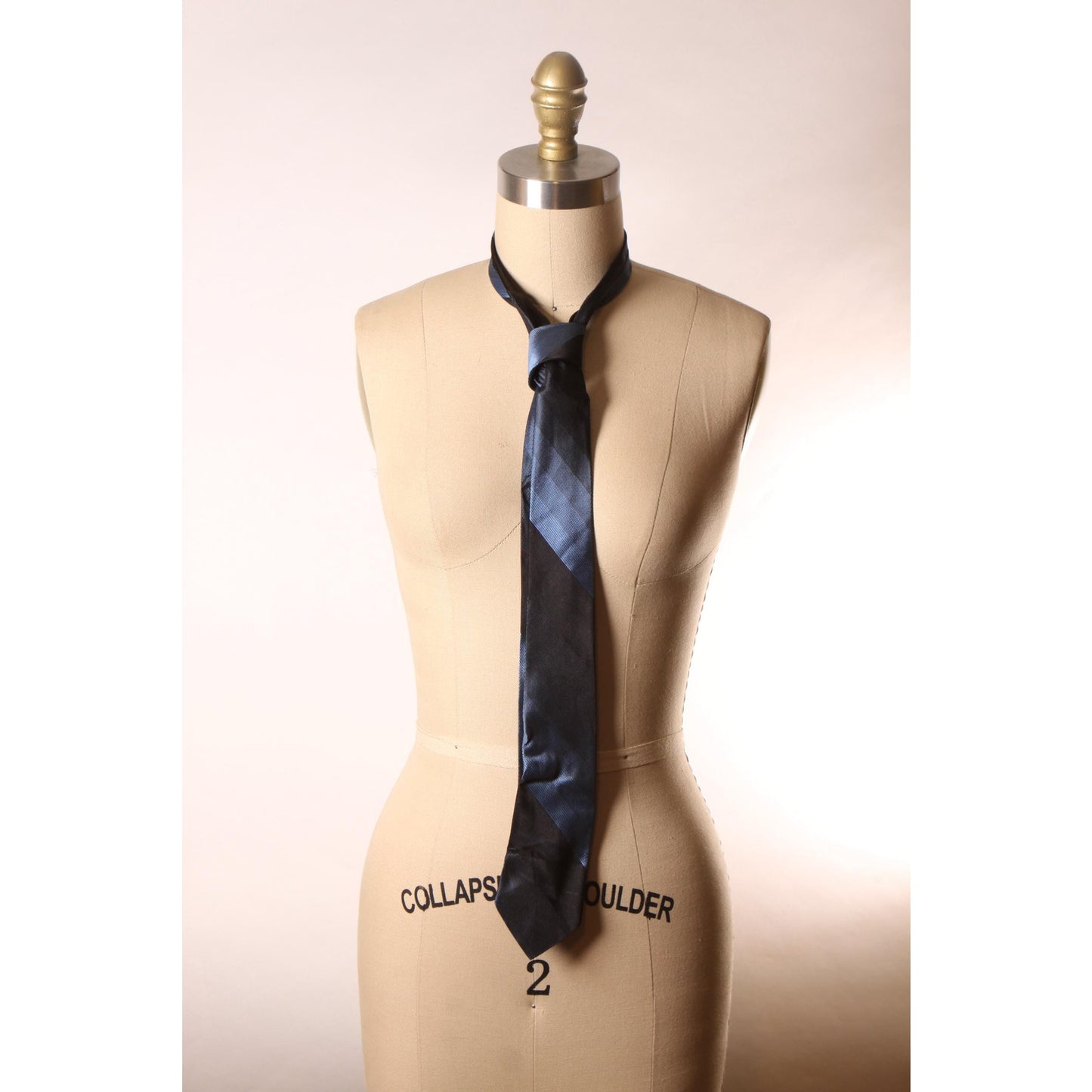 1950s Black and Blue Striped Necktie Tie by Baxter & Henning