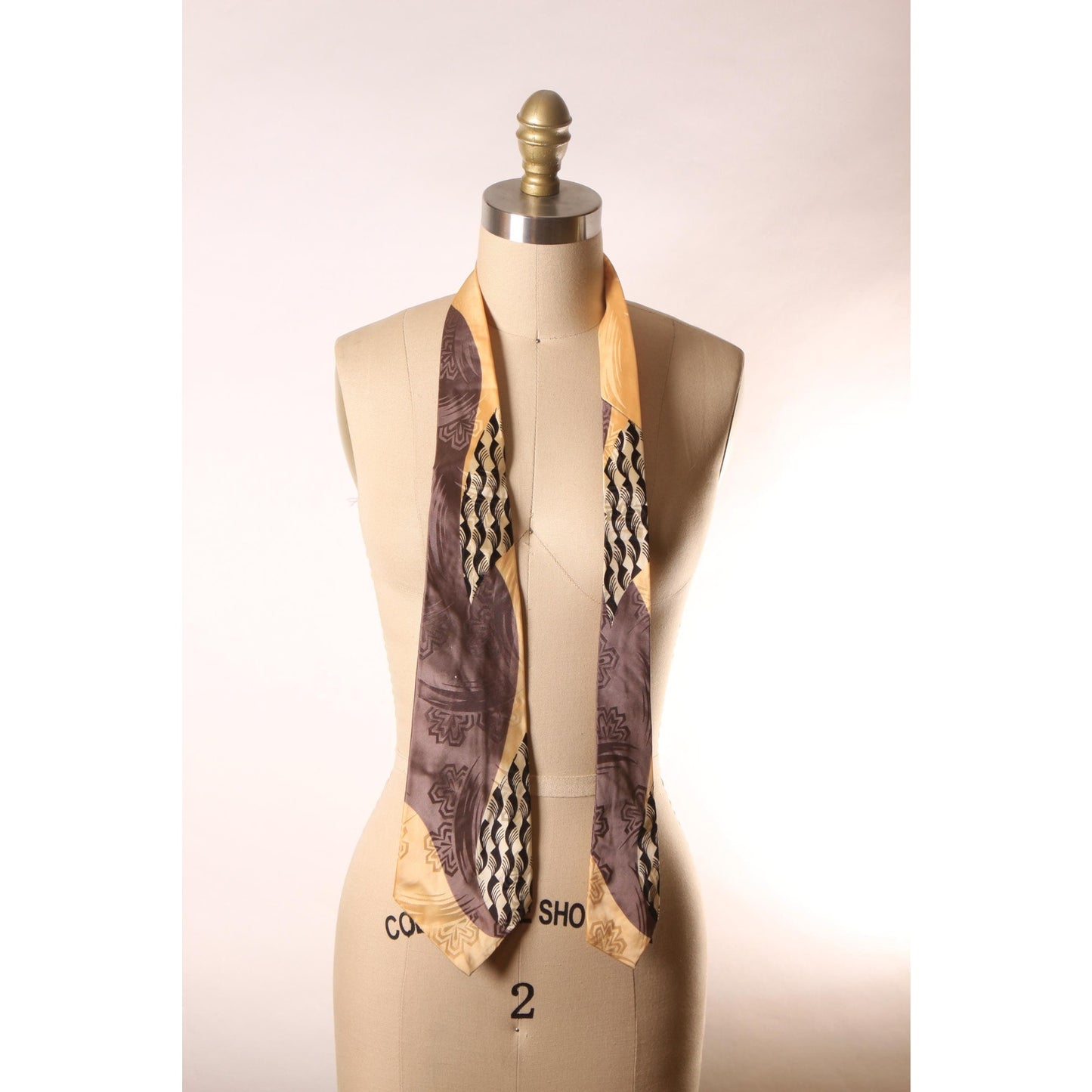 1950s Tan and Gray Abstract Mid Century Necktie Tie by Gorham’s