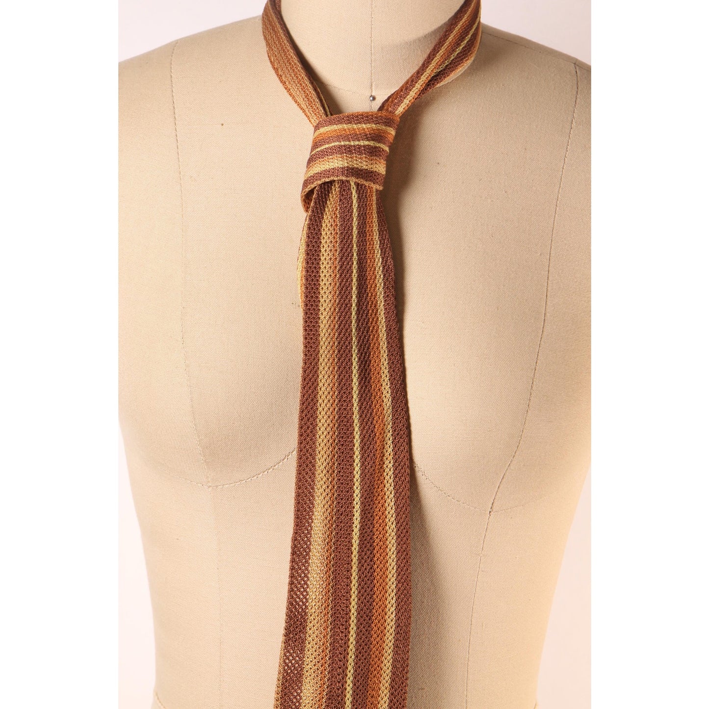 1970s Brown, Tan and Cream Necktie Tie