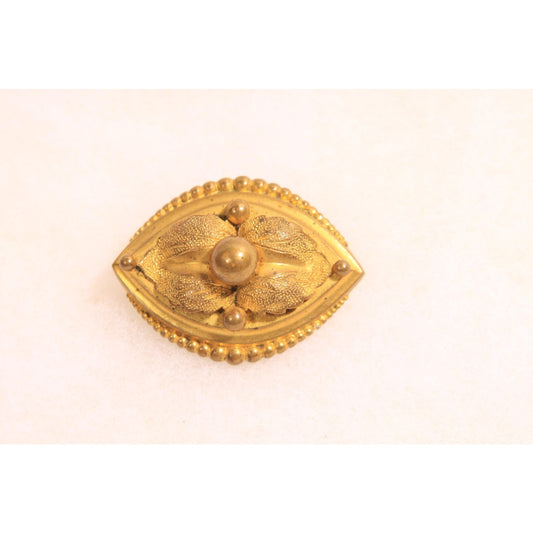 Antique Victorian 1800s Gold Tone Metal Oval Brooch