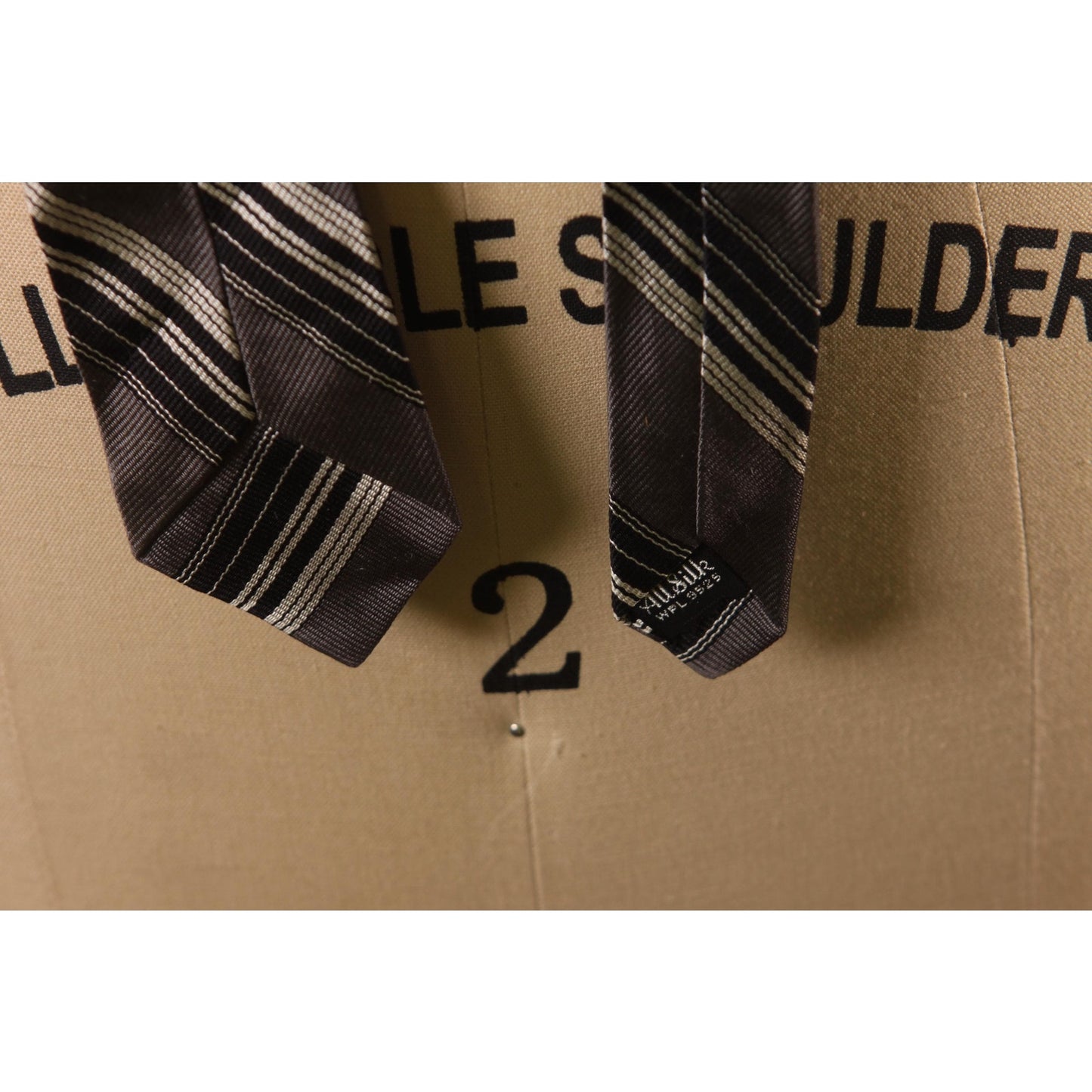 1960s Black and Gray Striped Necktie Tie by The Jones Store Co. Kansas City