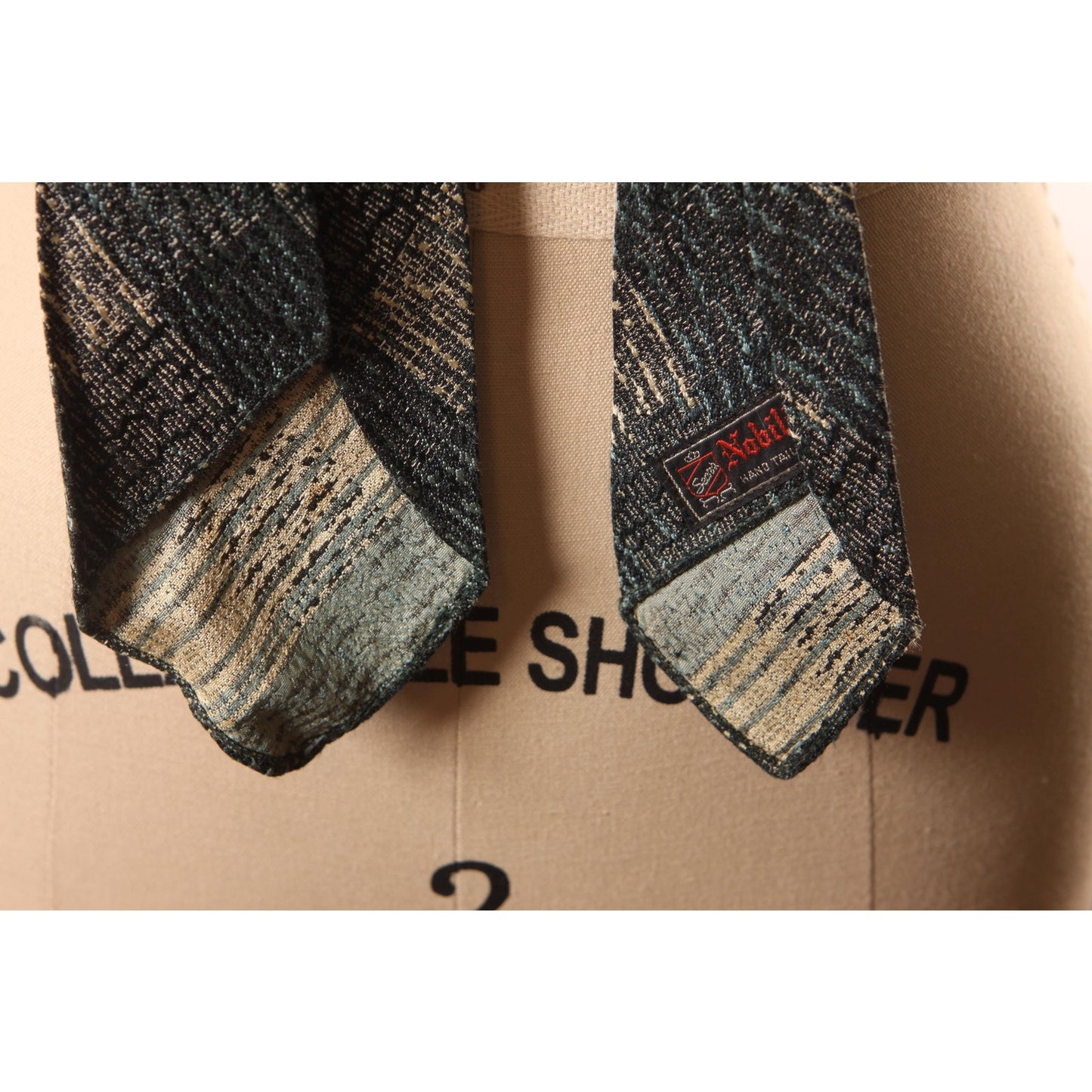 1950s Gray, Blue and White Plaid Print Necktie Tie by Nobility
