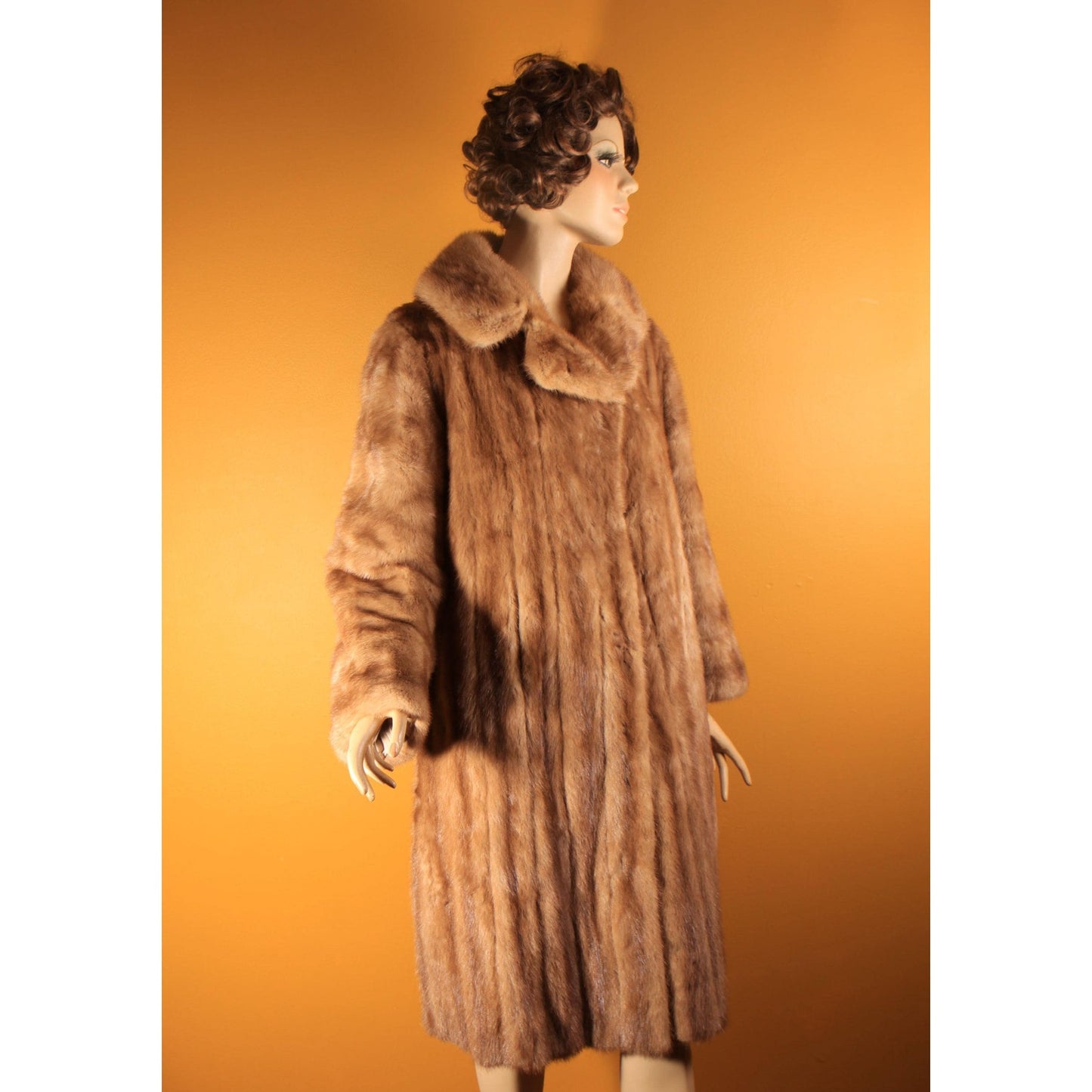 1950s Honey Brown Long Sleeve Mink Fur Coat by Paul Klink Furs -L