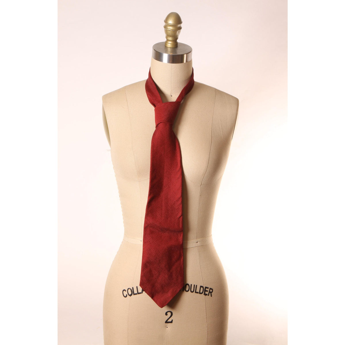1970s Dark Red Burgundy Dacron Polyester Wide Necktie Tie