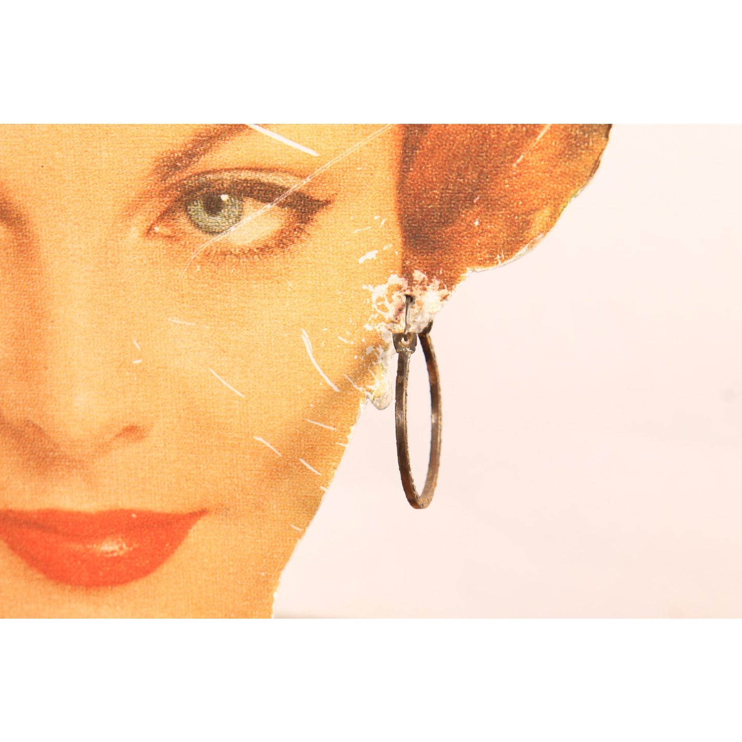 1970s Silver Tone Metal Etched Hoop Pierced Earrings