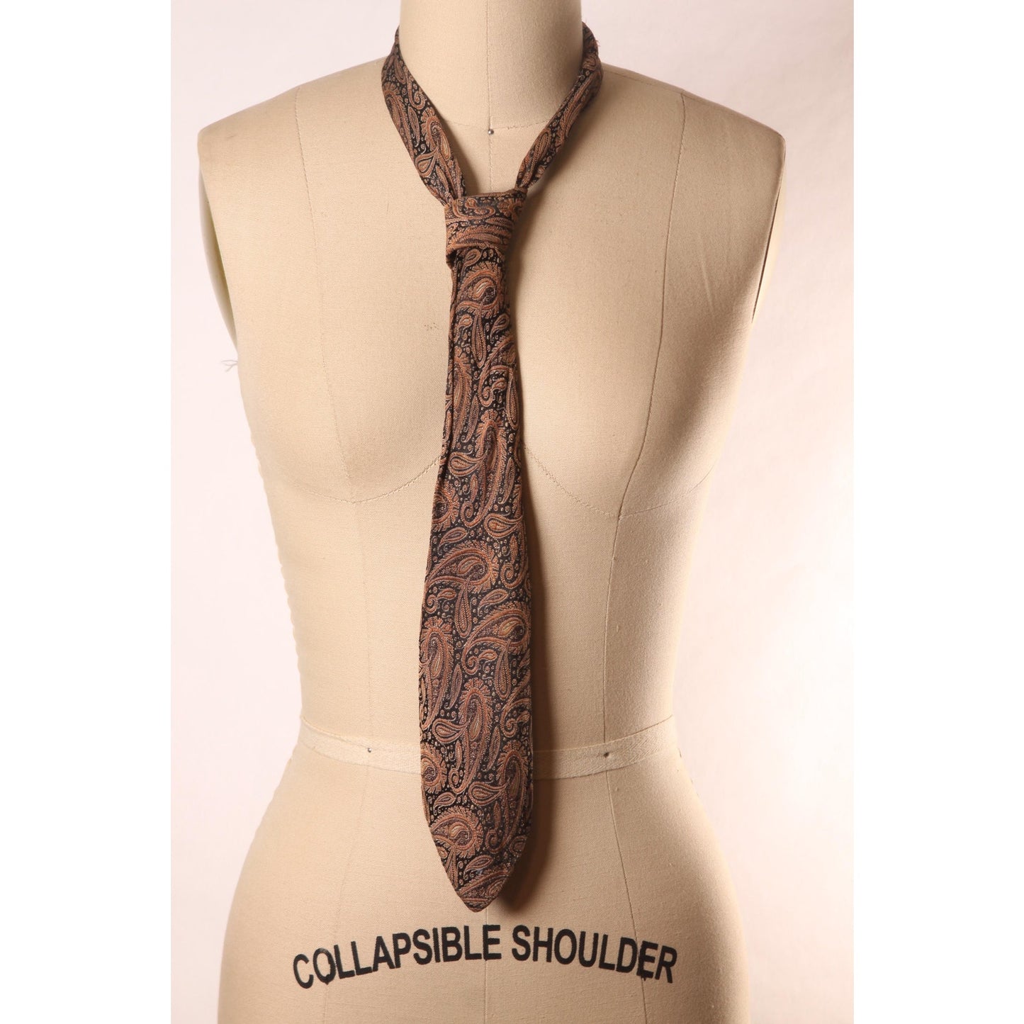 1960s Brown and Tan Paisley Necktie Tie