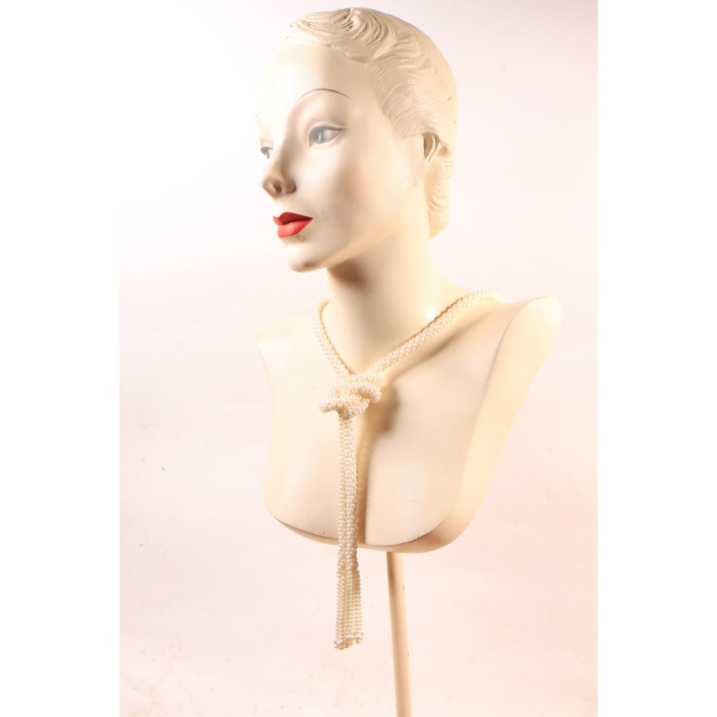 1980s Does 1920s Faux Pearl Beaded Flapper Style Necklace