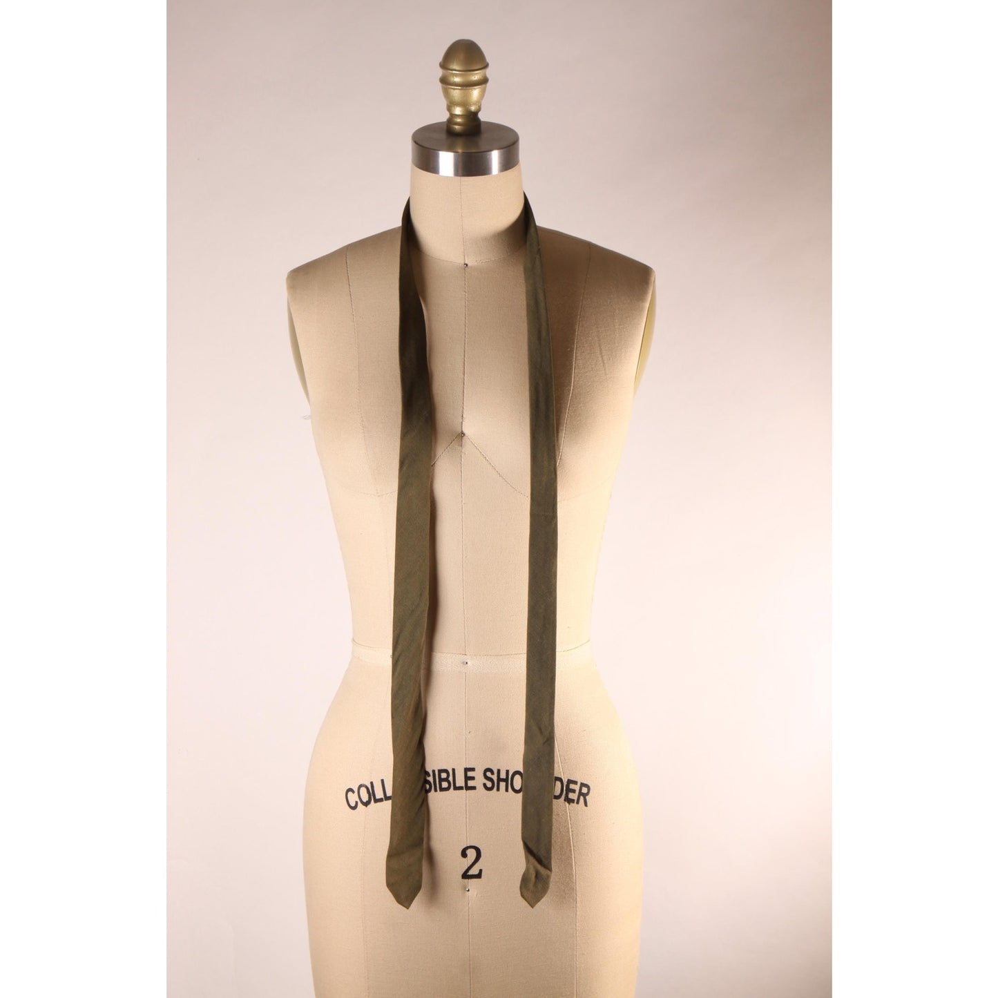 1950s Army Green Skinny Necktie Tie