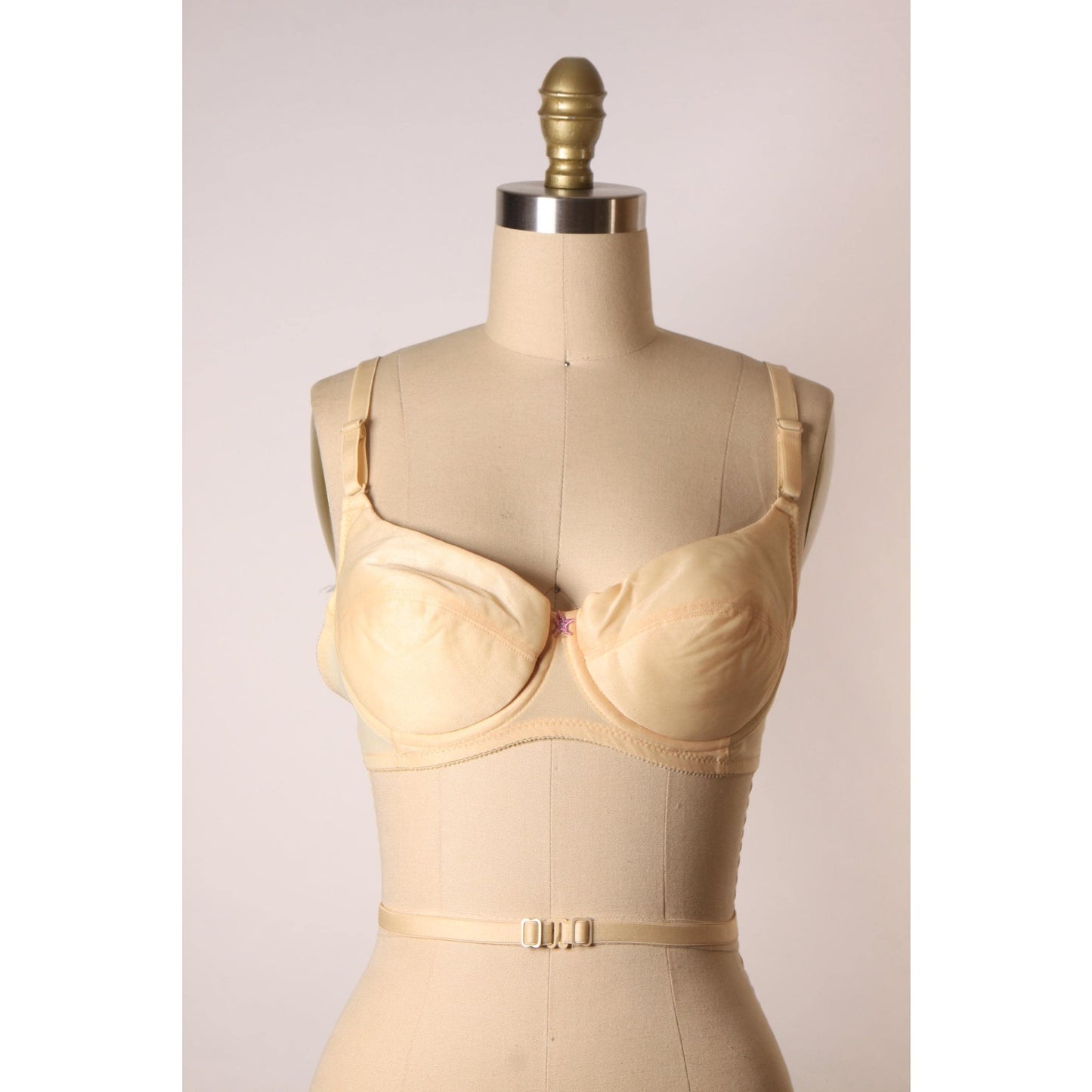 1970s Beige Skin Tone Wrap Around Strap Low Cut Back Criss Cross Padded Bra by Fredericks of Hollywood-36B
