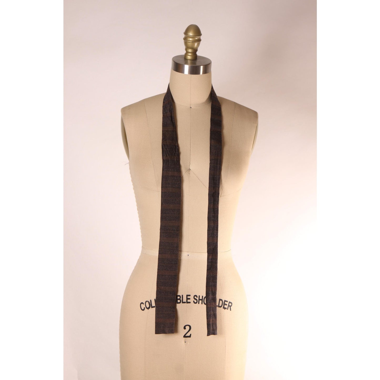 1950s Brown and Gray Striped Square End Necktie Tie by Tina