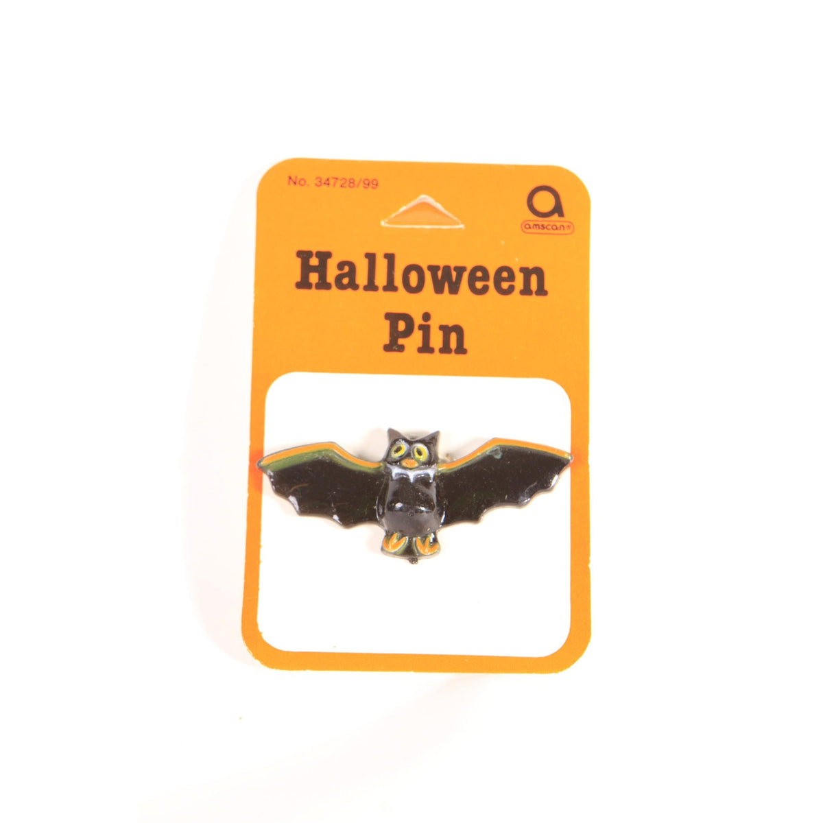 Deadstock 1990s Novelty Halloween Bat Brooch Pin by Amscan