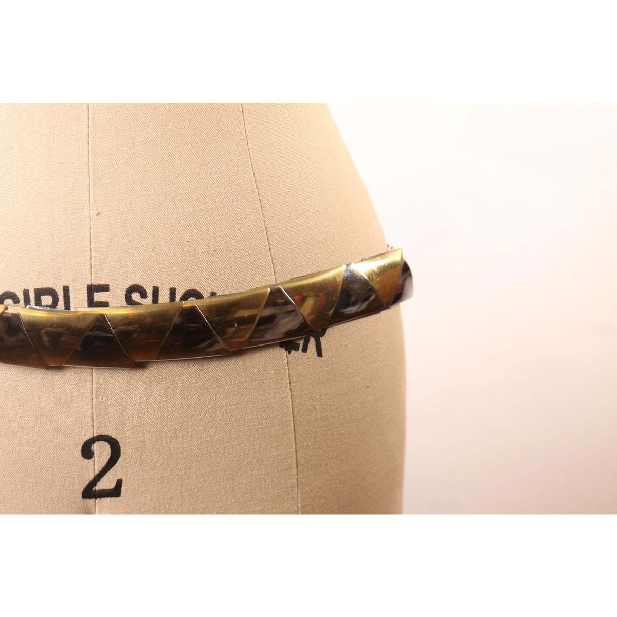 1980s Silver and Gold Tone Metal Triangle Stretch Belt