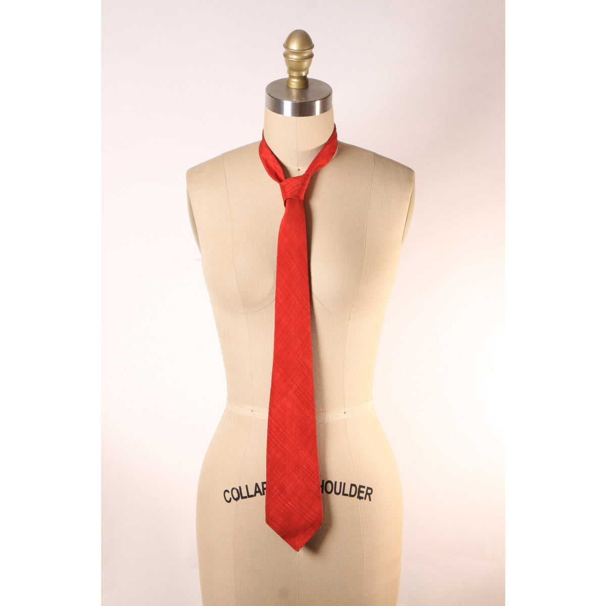 1950s Red Striped Textured Necktie Tie by V. Galet Originals California