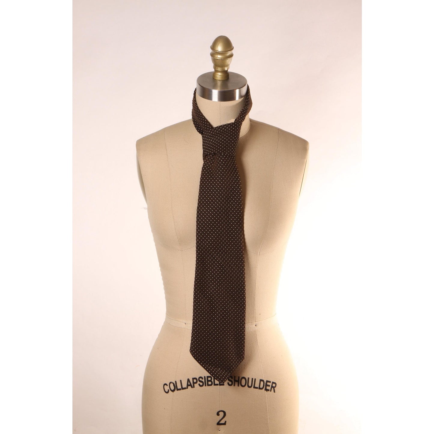 1970s Dark Brown and White Necktie Tie by Barth's for Damon