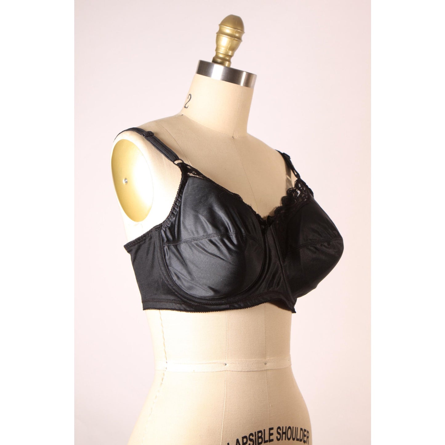 1970s 1980s Black Floral Lace Trim Bow Detail Bra by Playtex-38D