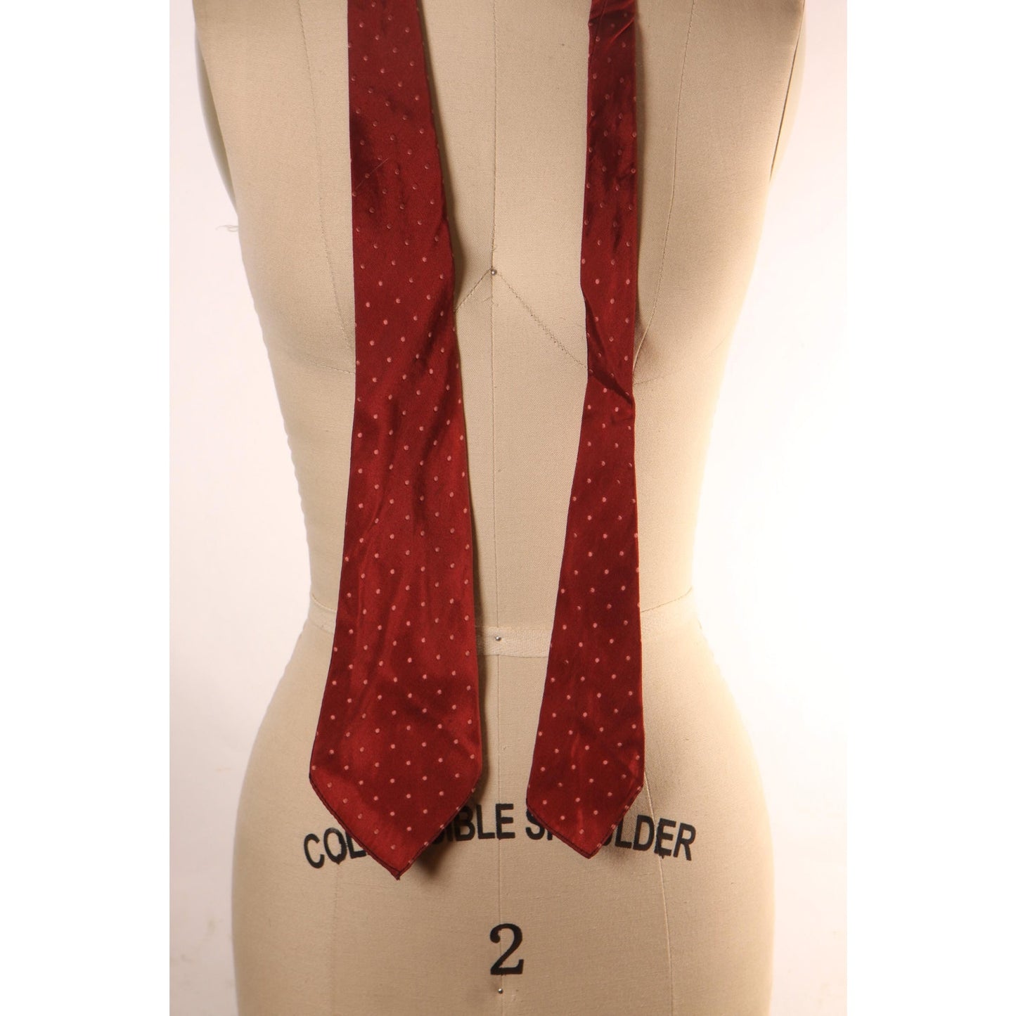 1950s Dark Red Polka Dot Embroidered Necktie Tie by Bond Clothes