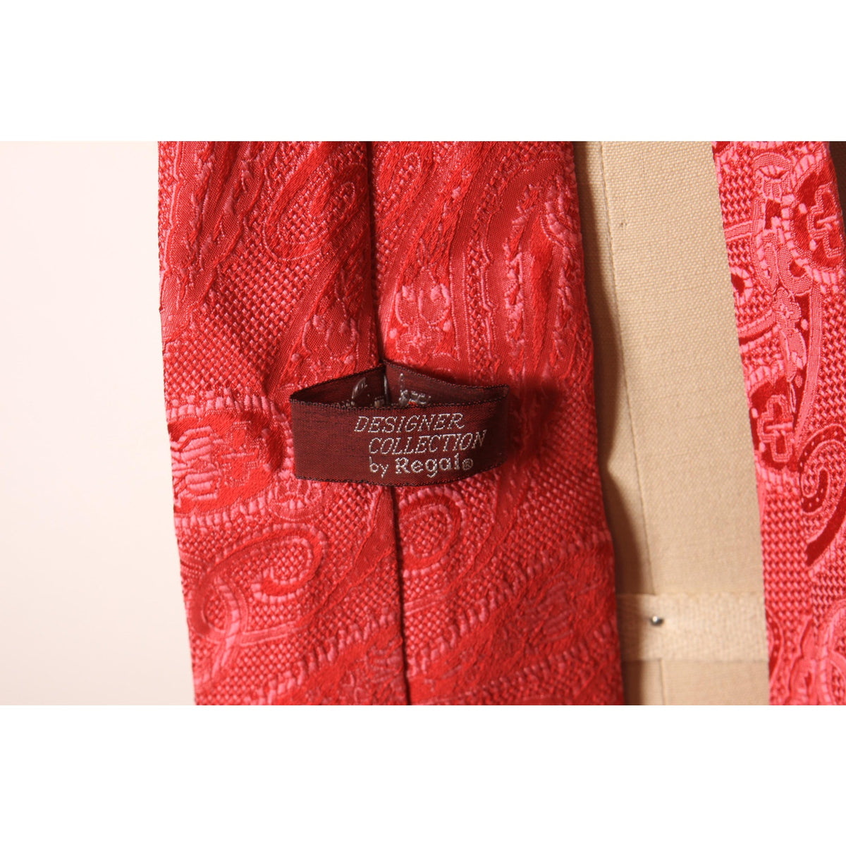 1970s Red Paisley Wide Necktie Tie by Regal