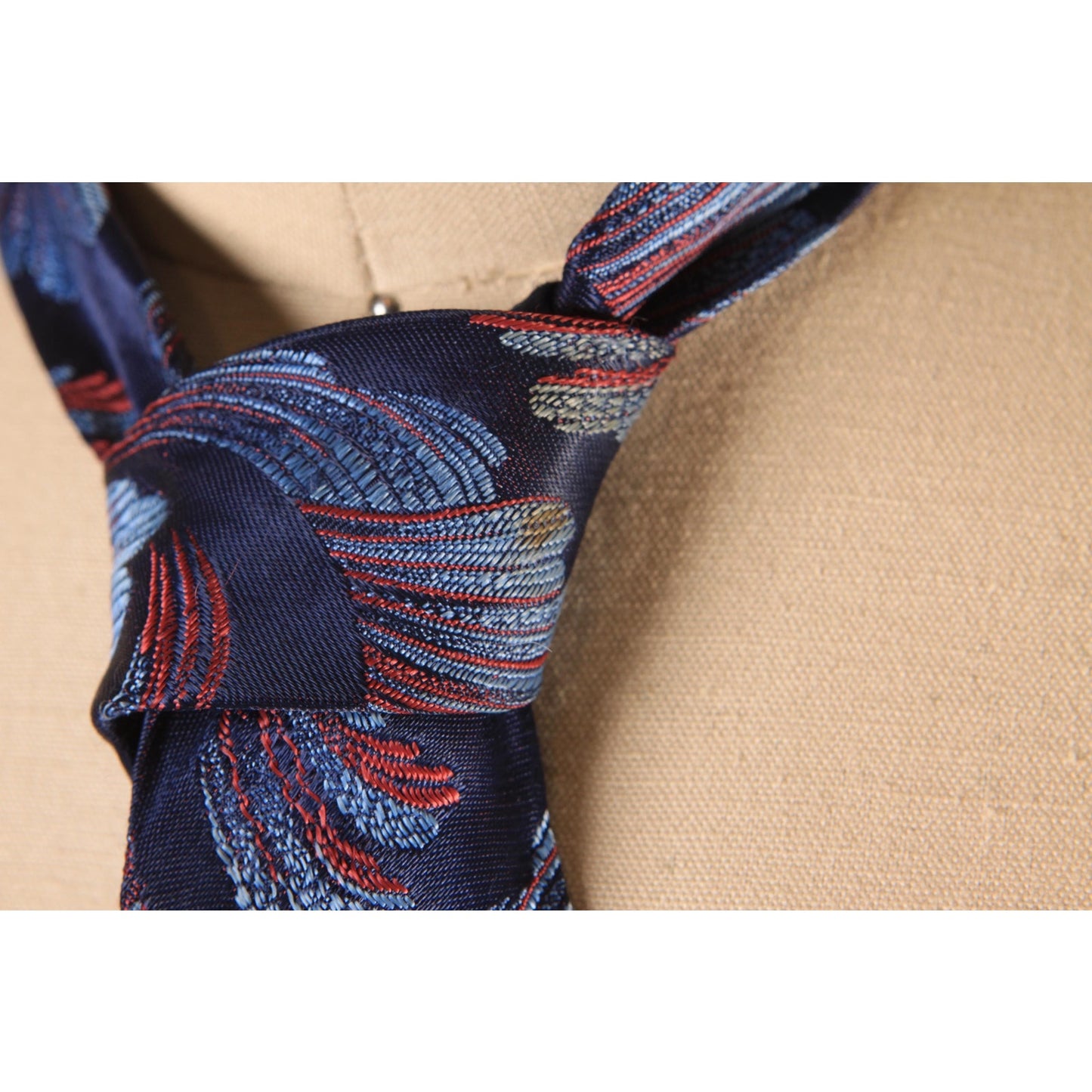 1970s Blue and Red Swirl Abstract Necktie Tie by Resisto