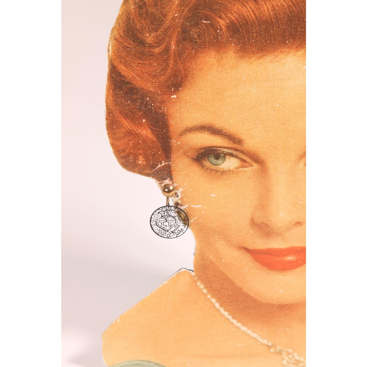 1960s Black Novelty Enamel Try It You'll Like It Screw Back Earrings