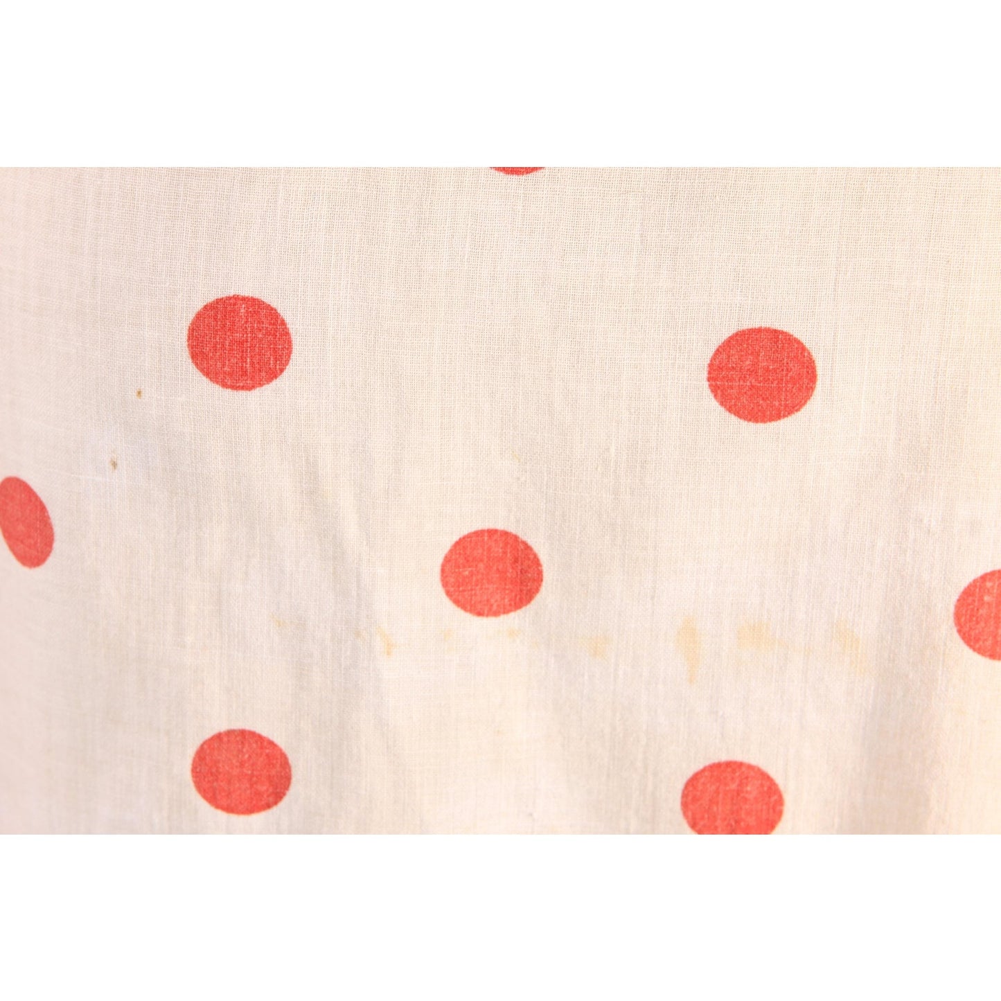 1920s White and Red Polka Dot Feed Sack Bow Tie Sides Short Sleeve Dress -XL