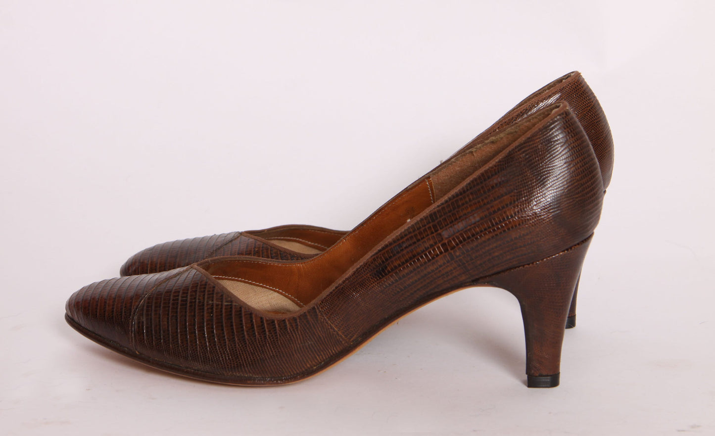 1960s Lizard Reptile Leather High Heels by Norene -Size 6 1/2AAAA