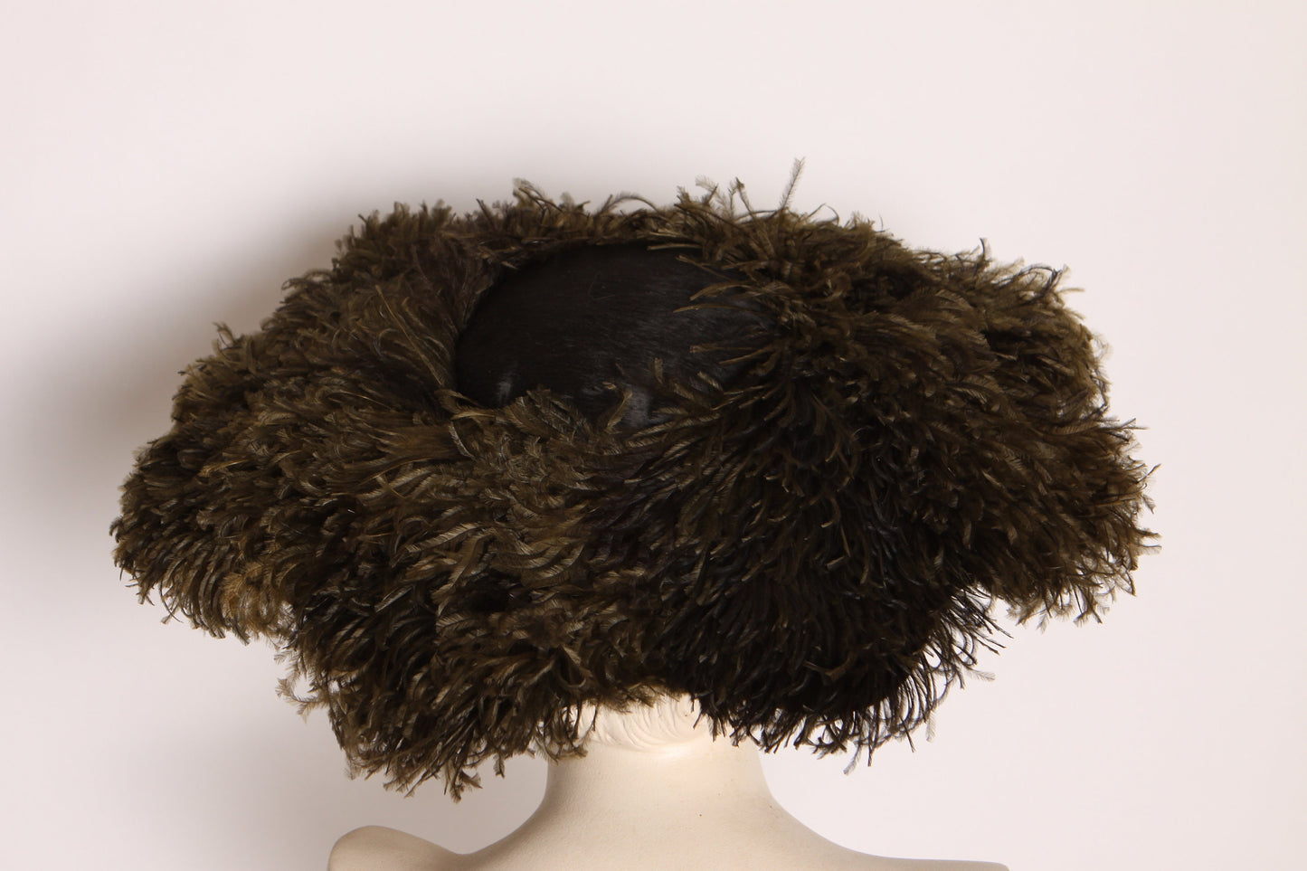 1930s Black Feather Wide Brim Mourning Formal Hat by Frost Bros